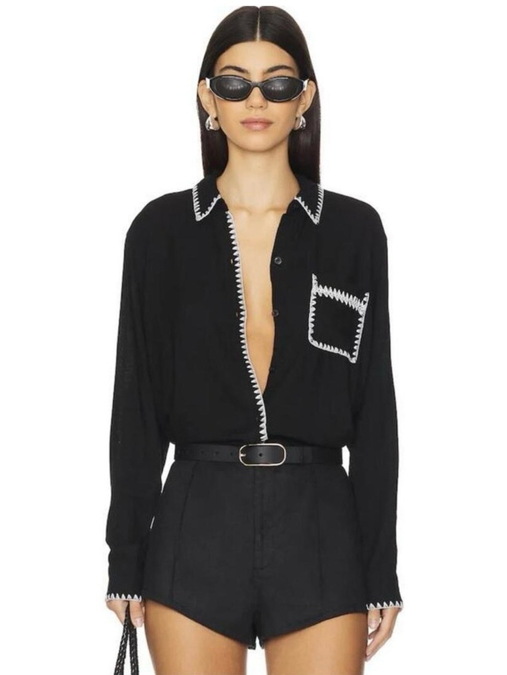 RAILS Charli Black Blanket Button Down Shirt Size Large